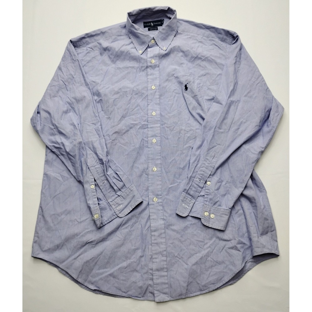 Ralph Lauren Shirt Yarmouth Size 17 34/35 Long Sleeve Button Down Pin Stripe